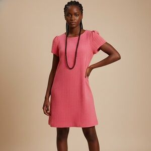 Anthropologie Maeve Coral Diamond Texture Mini Dress w/ Button Back - S